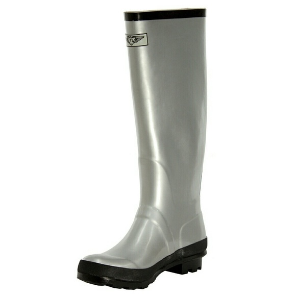 Women's Rainboots, Tall Rubber Rain Boots, RB-1410 Gunmetal, Size 6 - Picture 2 of 4